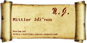 Mittler János névjegykártya